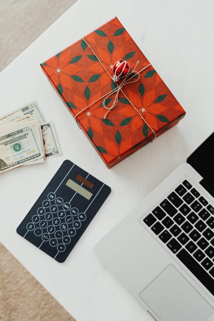 Money and Present on Table
